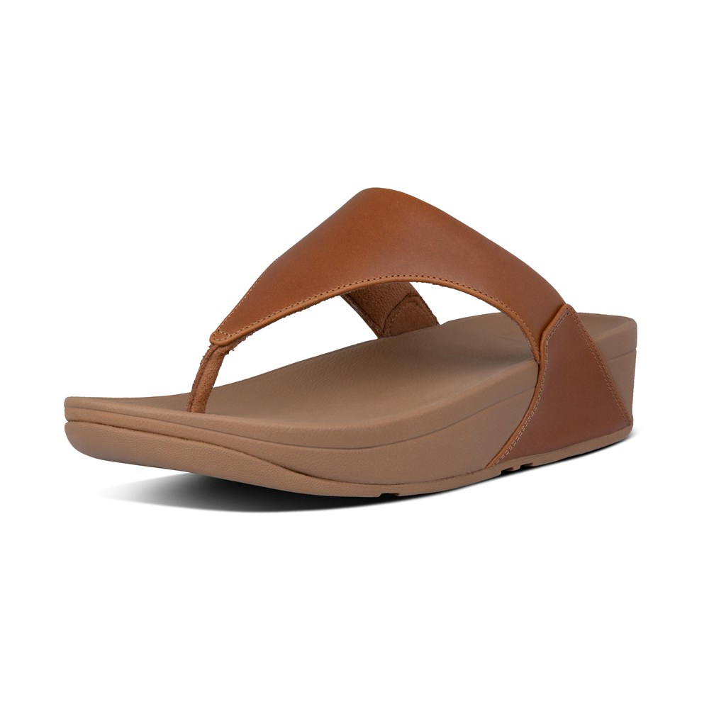 Fitflop Womens Sandals Brown - Lulu Leather Toe-post - 45OUMNSBH